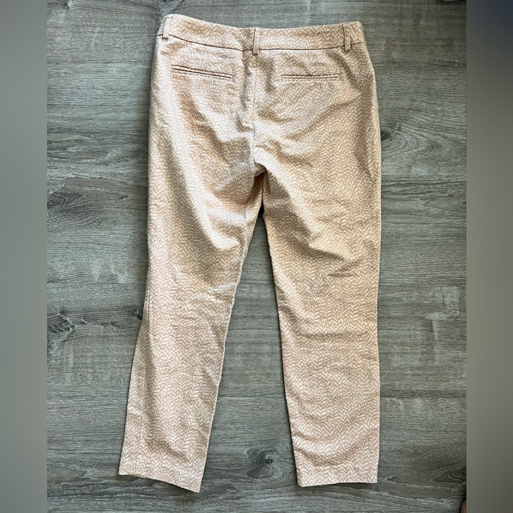 Kenar womens Cotten flat front neutral beige print  pants slacks size 8 - Picture 3 of 4